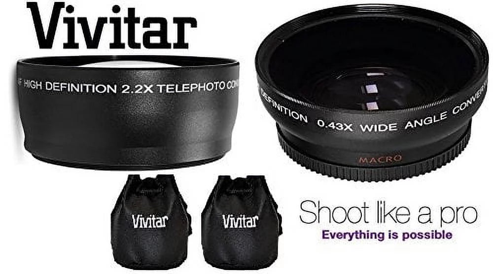 Hi-Def Telephoto & Wide Angle Lens Set For Lumix DMC-G7 DMC-G7K (46mm Compatible)