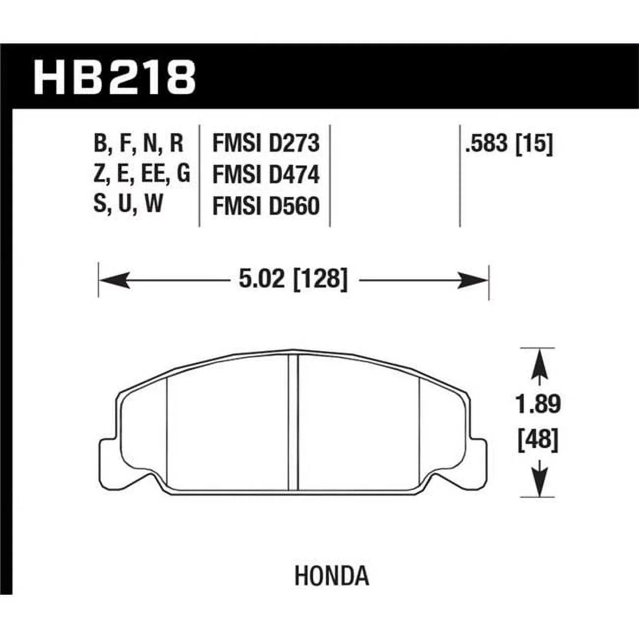 Street Front Brake Pads for 1988-1989 Civic SI, 1992-2000 Civic CX & 1988-2000 DX 1998-2000 GX S
