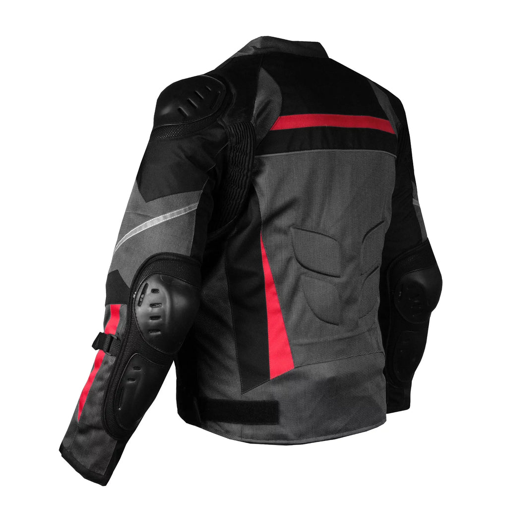 AirTrek Men Mesh Motorcycle Touring Waterproof Rain Armor Biker Jacket Grey L
