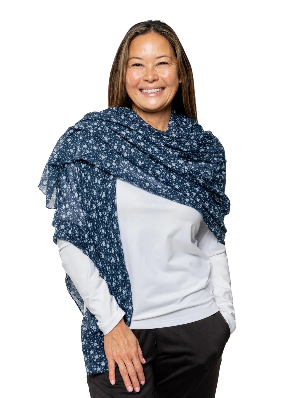 Insect Shield Wildflower Versatile Scarf Wrap for Insect & Bug Protection, Navy, One Size