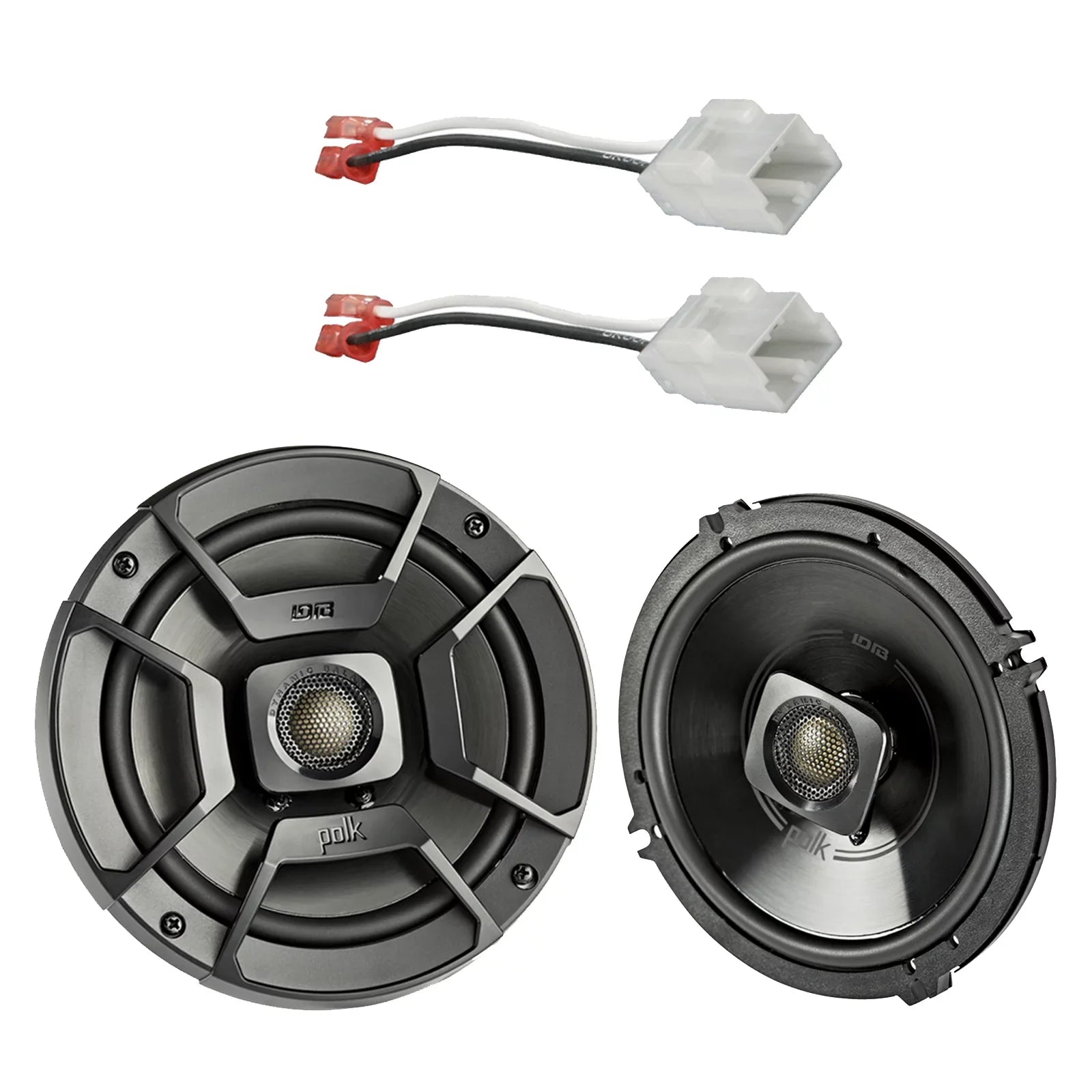 2x Polk Audio 6.5" 300W 2 Way Car/Marine ATV Stereo Coaxial Speakers, 2x Metra 72-6514 Speaker Harness for Select Chrysler/Dodge Vehicles