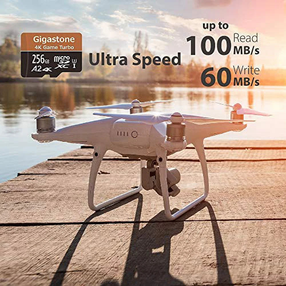 Gigastone 4K Game Turbo 256GB Micro SDXC Memory Card, Nintendo Switch Compatible, Dash Cams, Go Pro Cameras, A2 UHS-I U3 C10 Run App R/W 100/60MB/s [5-Yrs Free-Data-Recovery]