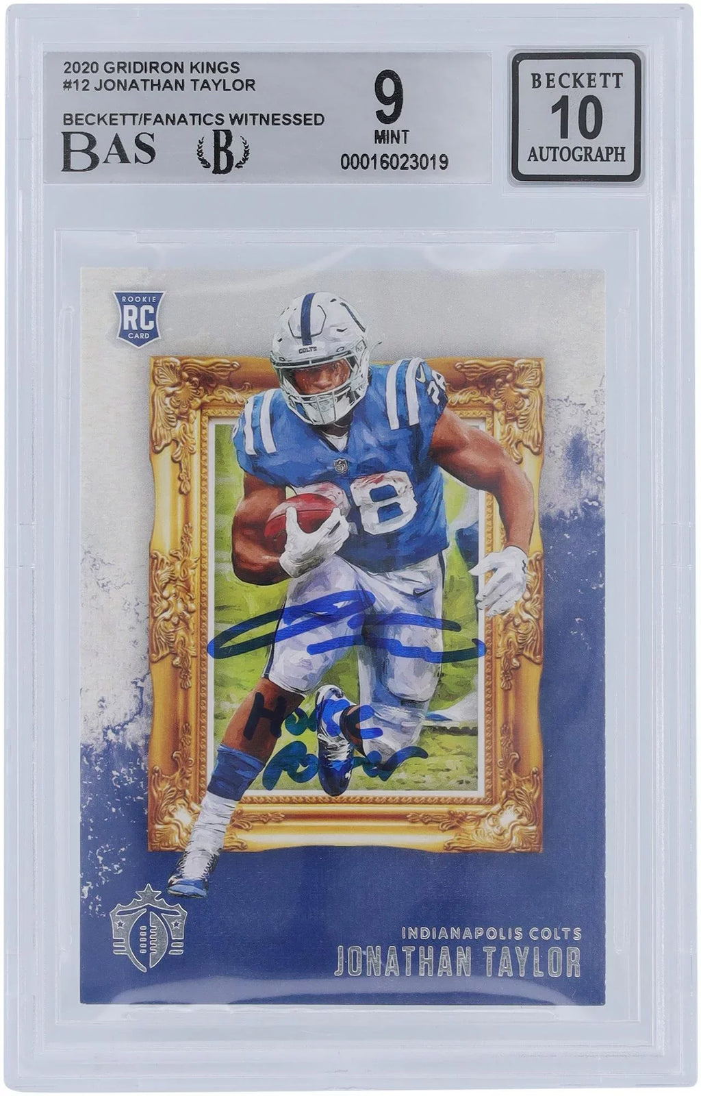 Jonathan Taylor Indianapolis Colts Autographed 2020 Panini Gridiron Kings #GK-12 Beckett Fanatics Witnessed Authenticated 9/10 Rookie Card with "Horse Power" Inscription - Fanatics Authentic Certified