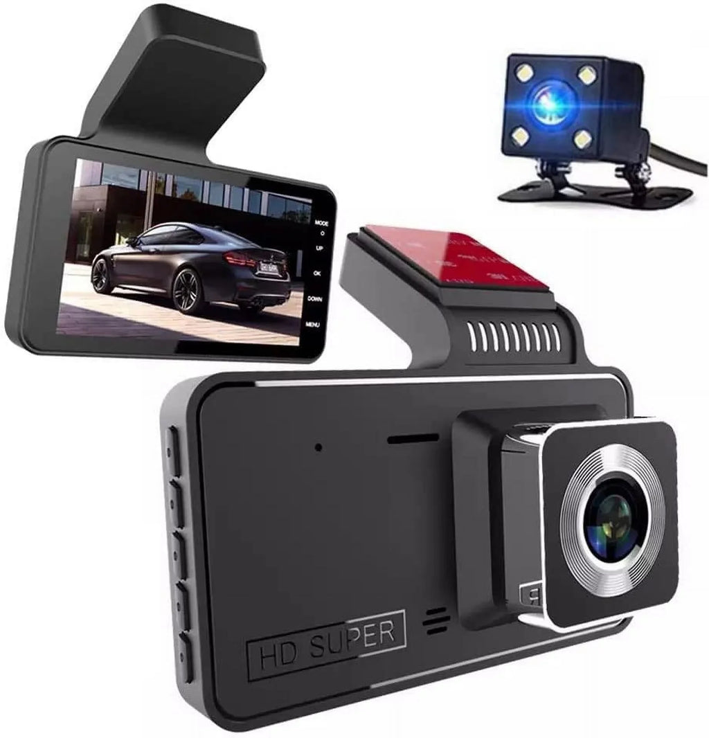 Bileeko Car DVR 4" 1080P Dual Lens Dash Cam Video Recorder Camera for Car Pickup Truck SUV RV Van