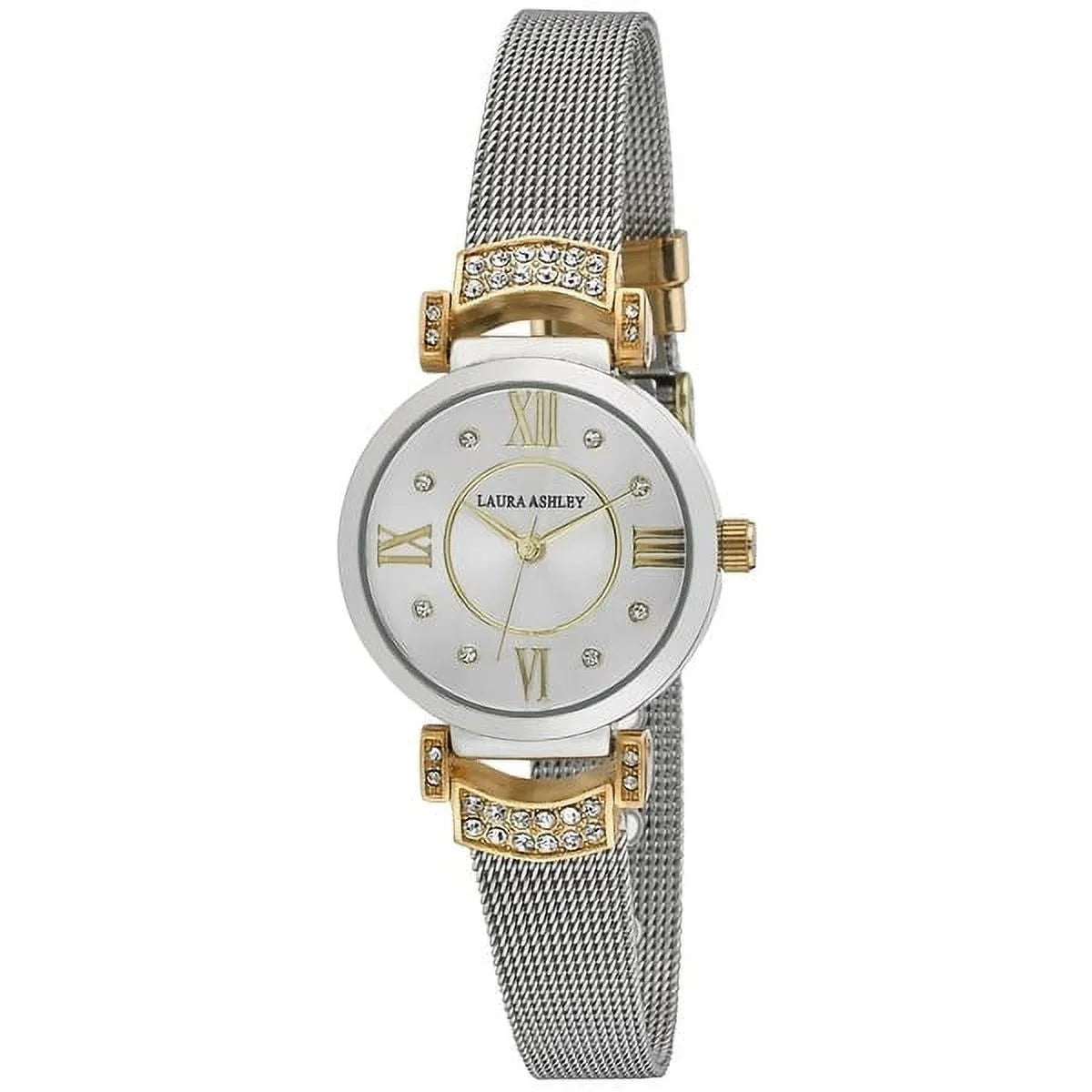 Laura Ashley Women's LA31051TTG Deco Crystal Accent Two Toned Gold Mesh Watch - One Size
