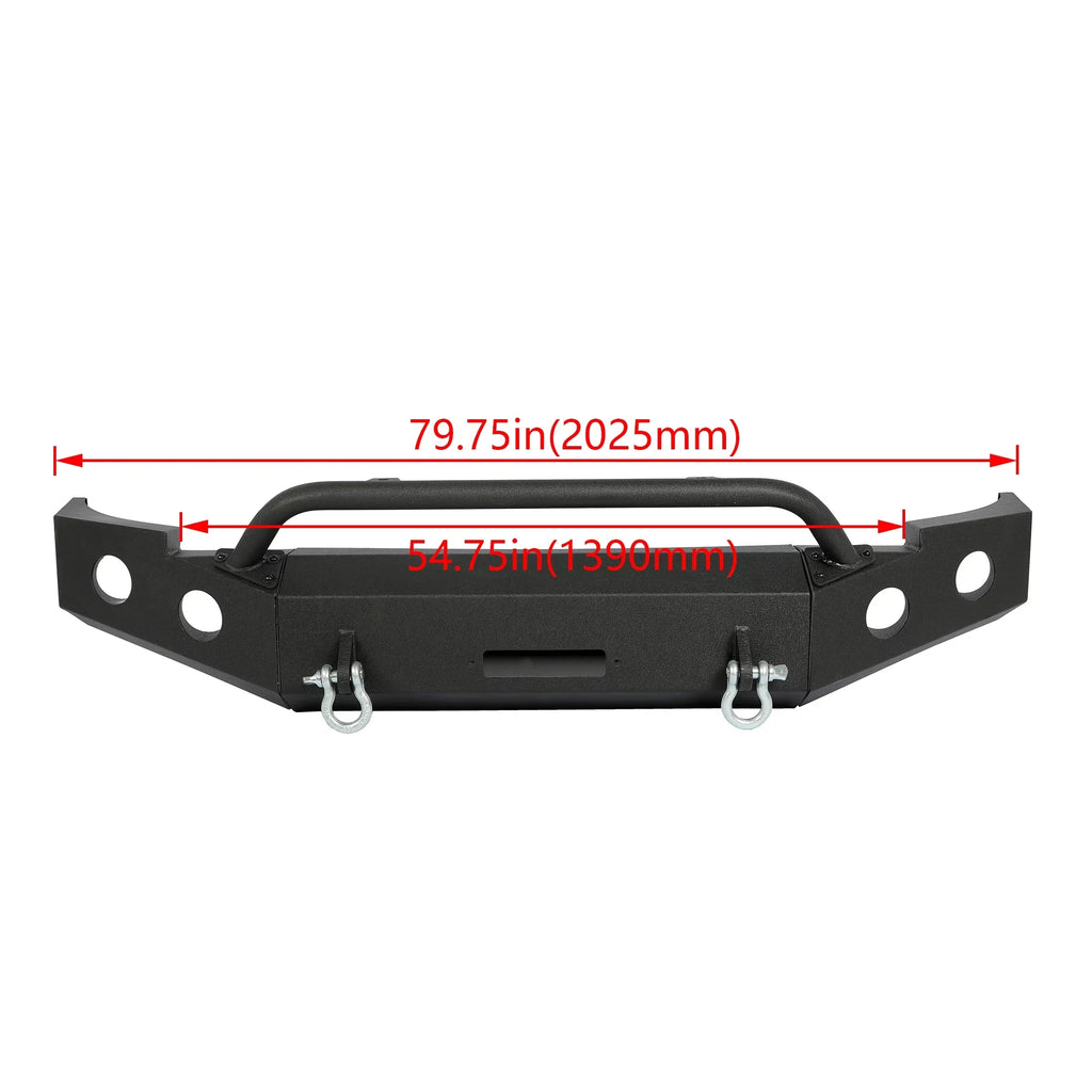 Kojem Front Bumper Push Bar Fit for 2007-2013 Chevy Silverado 1500 w/ Winch Plate D-Rings -2 Packages 2008 2009 2010 2011 2012 Steel Powder Coated
