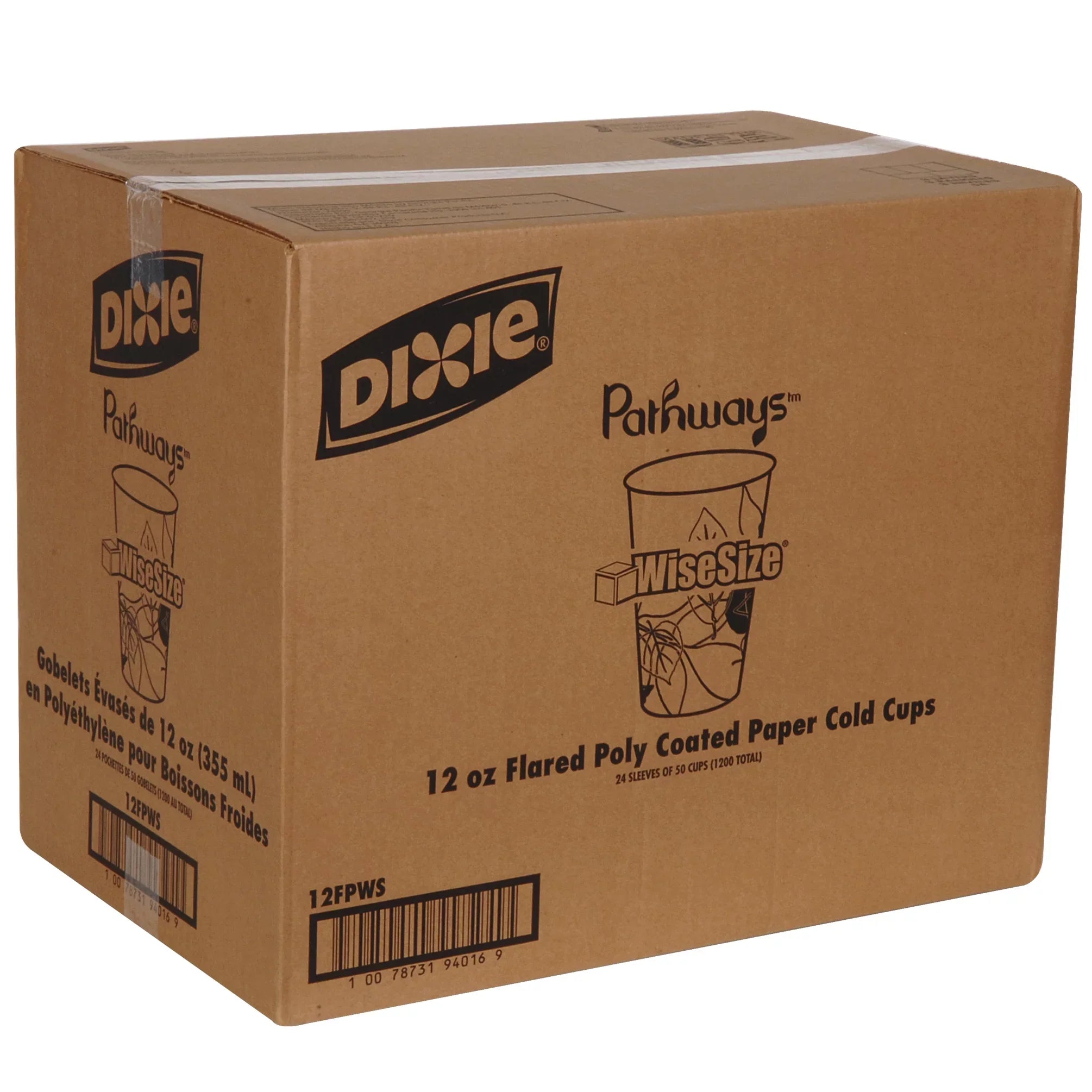 Dixie® (12FPWS) 12 oz. Polycoated Paper Cold Cup by GP PRO (Georgia-Pacific), Pathways, 1,200 Count (50 Cups Per Sleeve, 24 Sleeves Per Case)