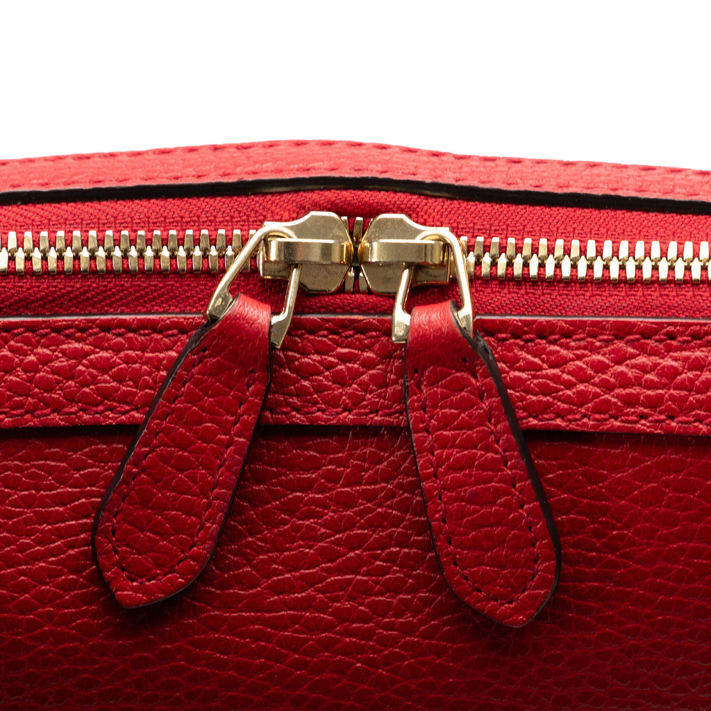 Pre-Owned Authenticated Gucci Convertible GG Charm Dome Satchel Calf Leather Red Unisex (Good)