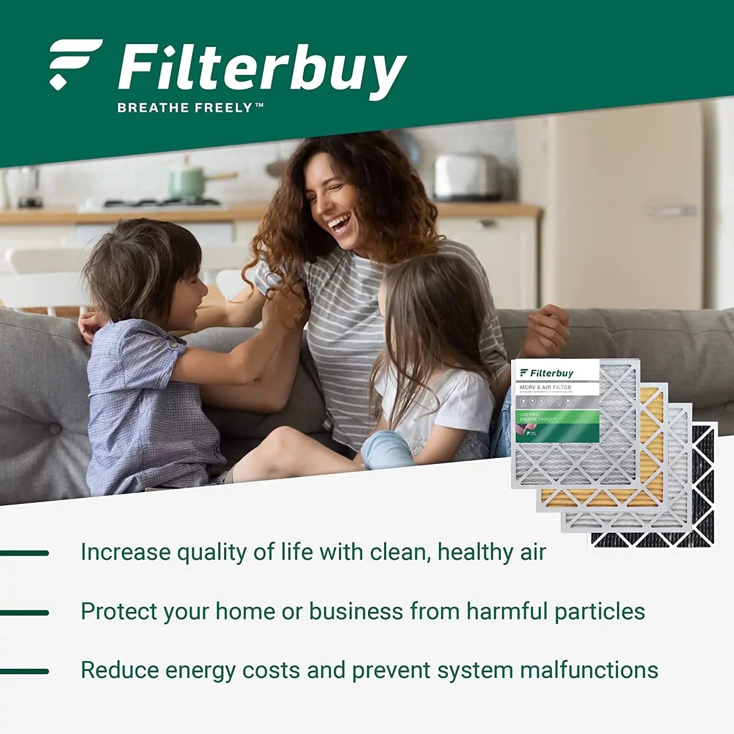 Filterbuy 20x32x2 MERV 11 Pleated HVAC AC Furnace Air Filters (3-Pack)