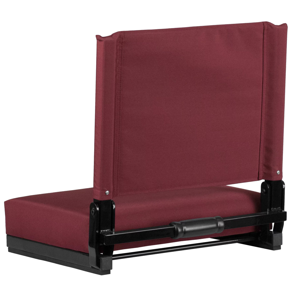 Flash Furniture Grandstand Comfort Seats by Flash - 500 lb. Rated Load Stadium Chair with Handle & Ultra-Padded Seat, Maroon