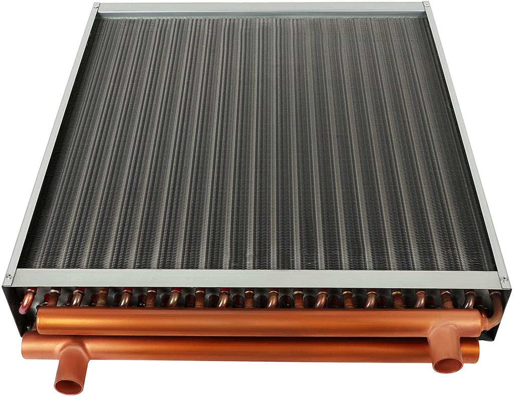 20" x 20" Water to Air Heat Exchanger with 1" Copper Ports Perfectly with Outdoor Furnace Ideal for Residential HVAC System