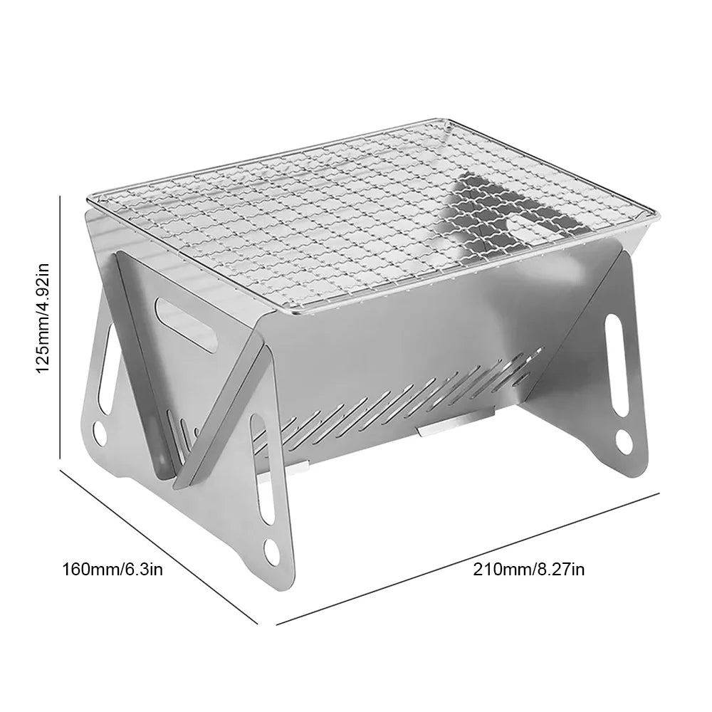 occkic Folding Charcoal Grill Portable Barbecue Grill Stainless Steel Mini BBQ Grill for Outdoor Cooking Camping Picnic