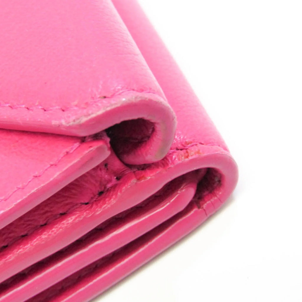 Pre-Owned Balenciaga Papier Mini Wallet 391446 Women's Leather Wallet (tri-fold) Pink (Good)
