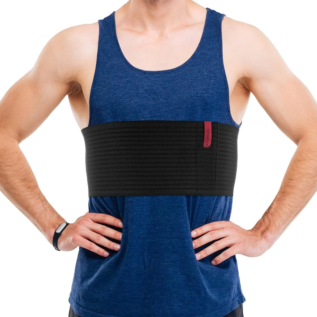 ORTONYX 6.25" Broken Rib Brace Unisex - Elastic Chest Wrap Comppression Support Belt - Rehabilitation of Cracked, Fractured, Dislocated Ribs Post-Surgery Aid Plus Size 3XL Dark / ACOX5226-BK-3XL