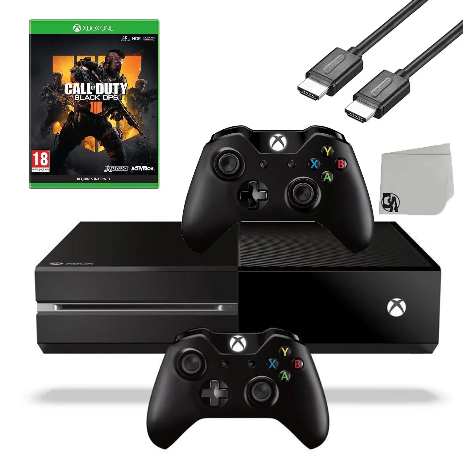 Xbox One Original 500GB Gaming Console Jet HDMI Cable 2 Controller Included With Call of Duty Jet Ops 4 Game BOLT AXTION Bundle Used