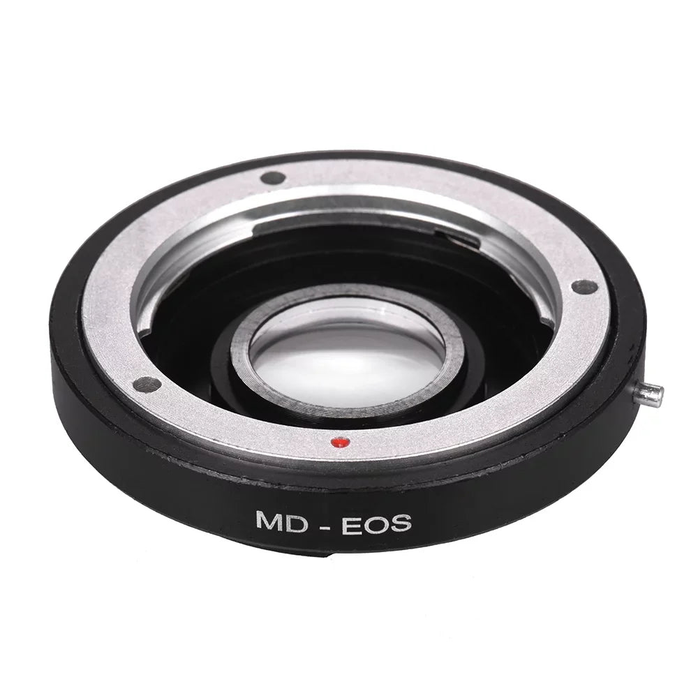 MD-EOS Lens Mount Adapter Ring with Corrective Lens for Minolta MD Lens to Fit for EOS EF Camera Focus Infinity