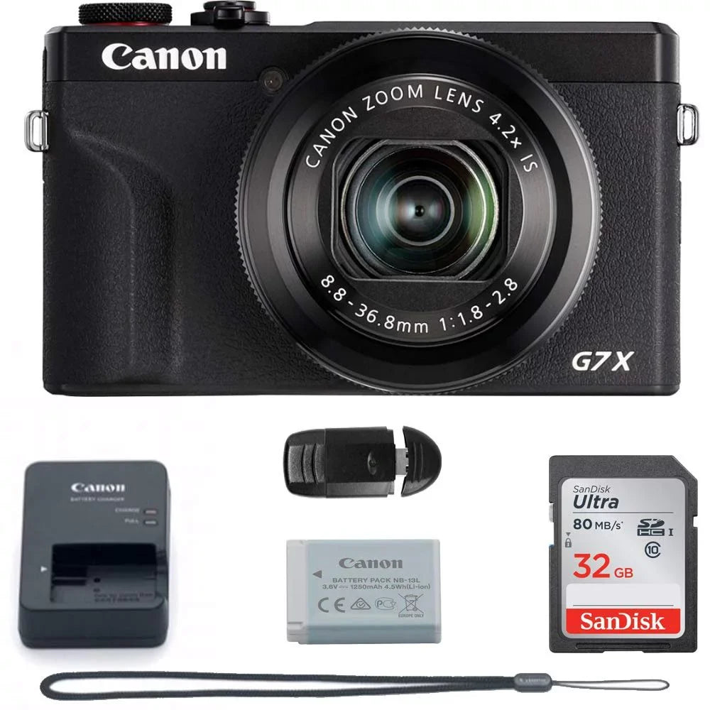 PowerShot G7 X Mark III 20.1-Megapixel Digital Camera - Ebony - Basic Accessories Bundle (64GB)