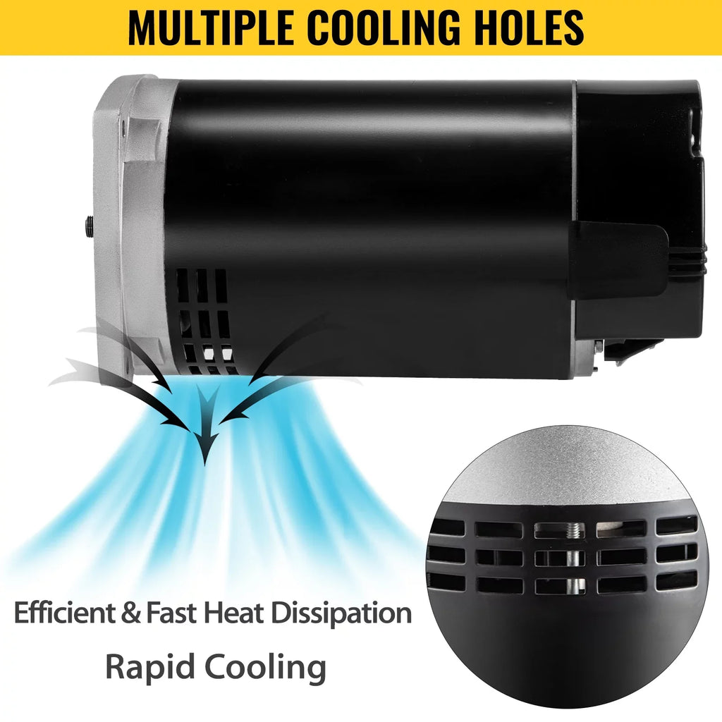 VEVOR 1.5 , 3463 rpm, 1 speed, 230/115 volts, 7.88/15.5 amps, 1.1 Service Factor, 56Y Frame, PSC, ODP Enclosure, Square Flange Pool Motor, Swimming Pool Pump Motor, Replacement Pool Motor Kit