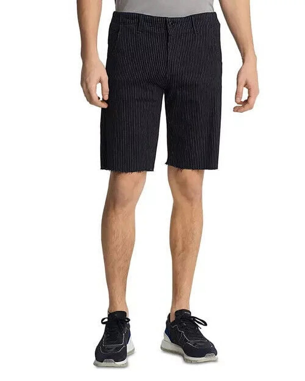 Karl Lagerfeld Mens Raw Hem Regular Fit Pinstripe Shorts Ebony Size 32 MSRP $129