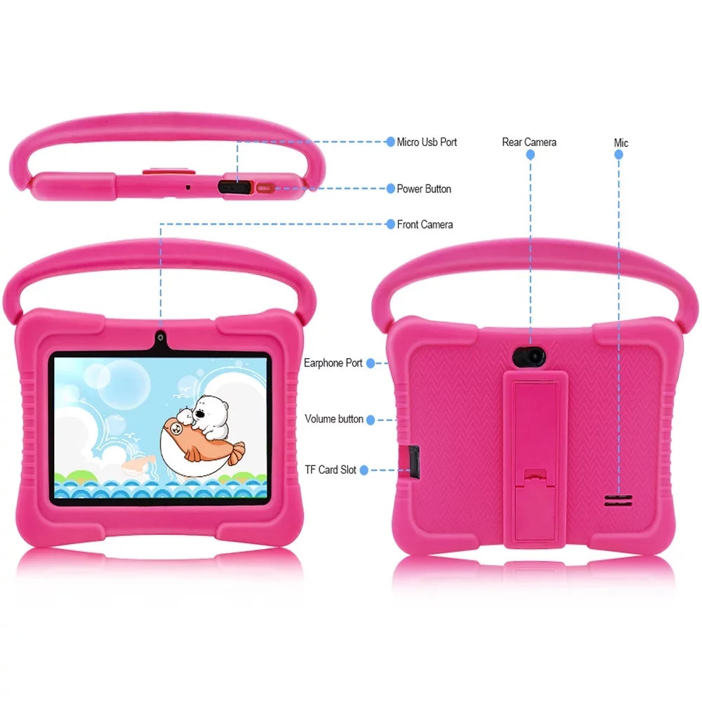 Android 11 Kids Tablet,Kids Learning Tablet,Antemper 7 inch Kids Tablet,32GB Storage,Toddler Tablet with Bluetooth, Wifi,Parental Control, HD Dual Camera, Play, Pink