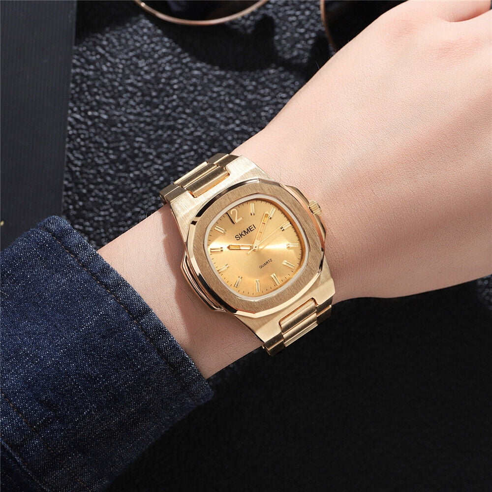Men Quartz Watch Luxury Gold Steel Male Wristwatch For Business Gift