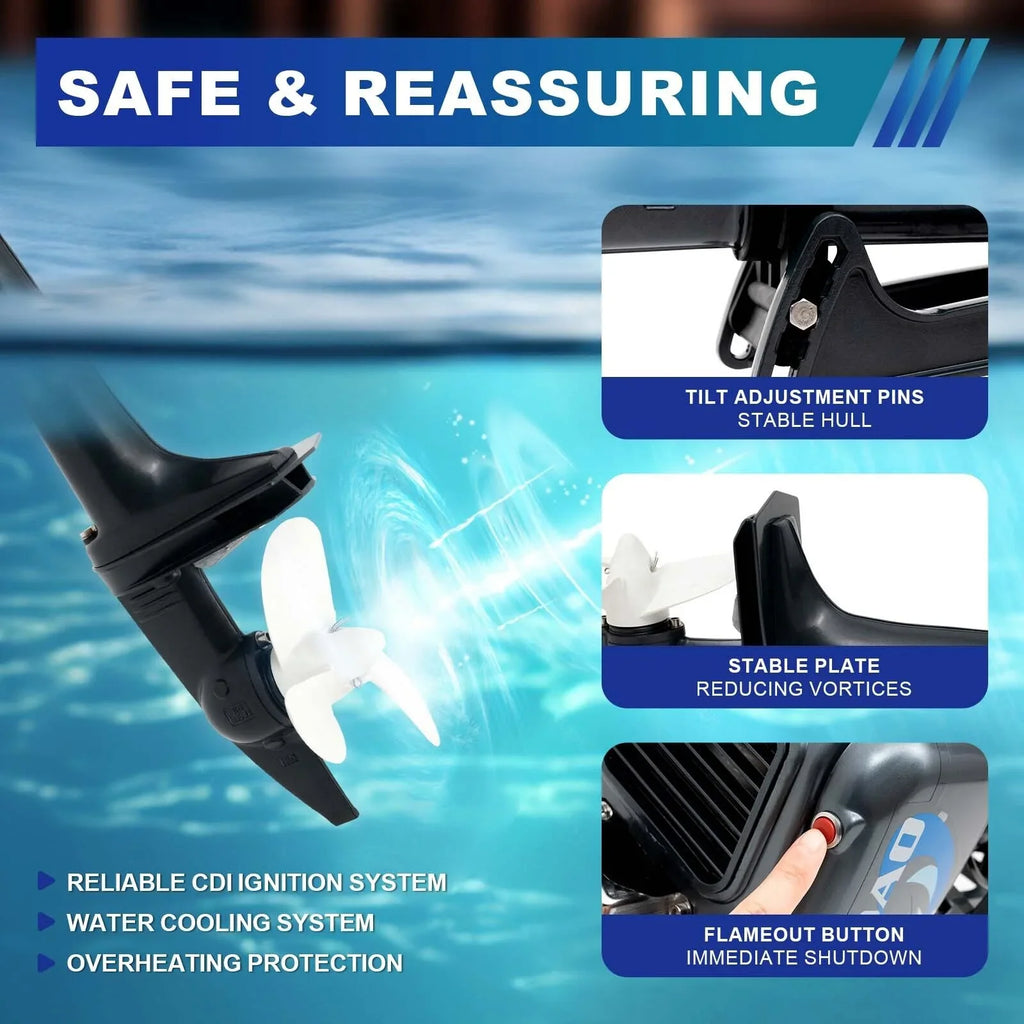 2-Stroke 3.5 Outboard Motor Boat Engine with Water Cooling System Fishing Boat Engine
