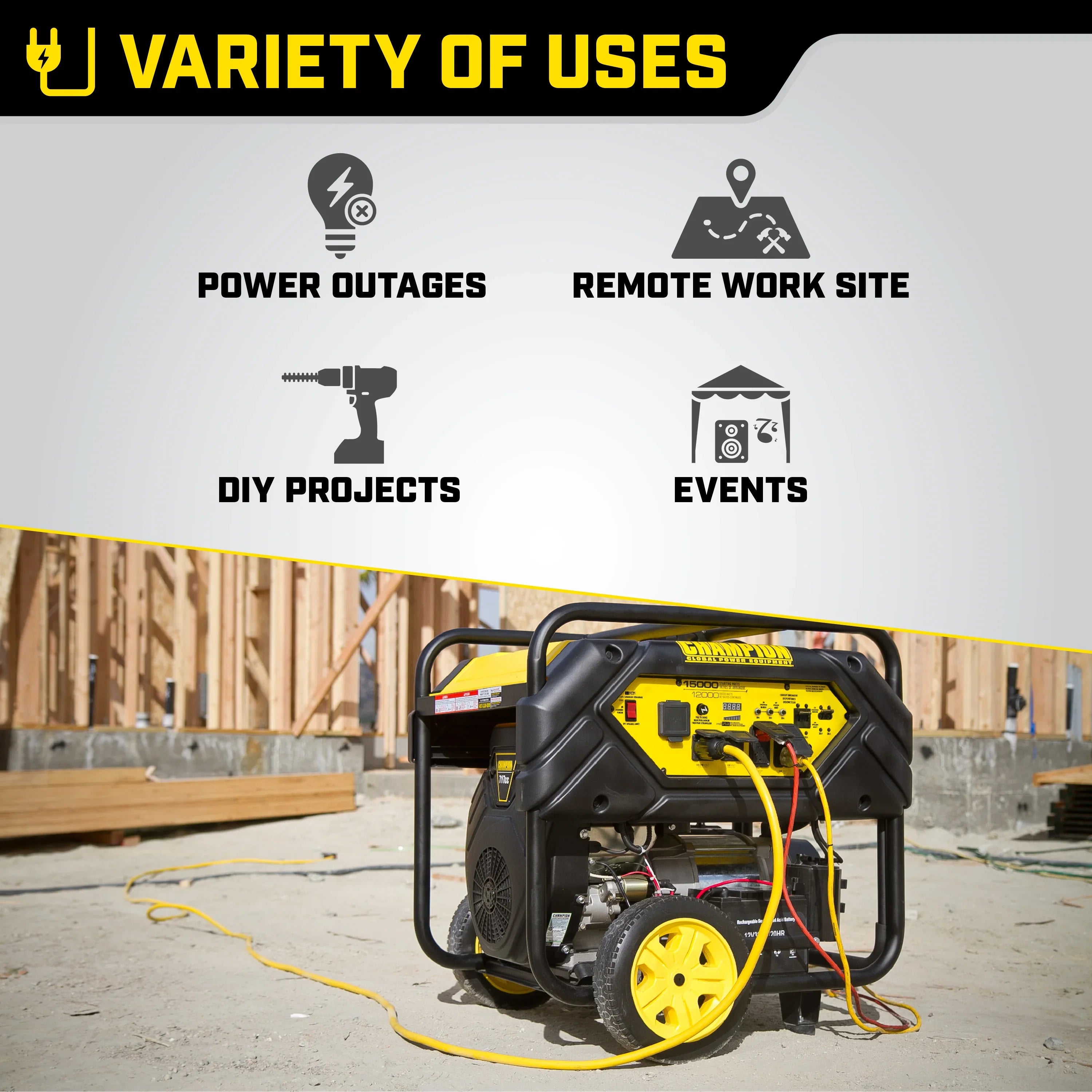 Champion Power Equipment 15,000/12,000 Watts Portable Generator with Electric Start and Lift Hook
