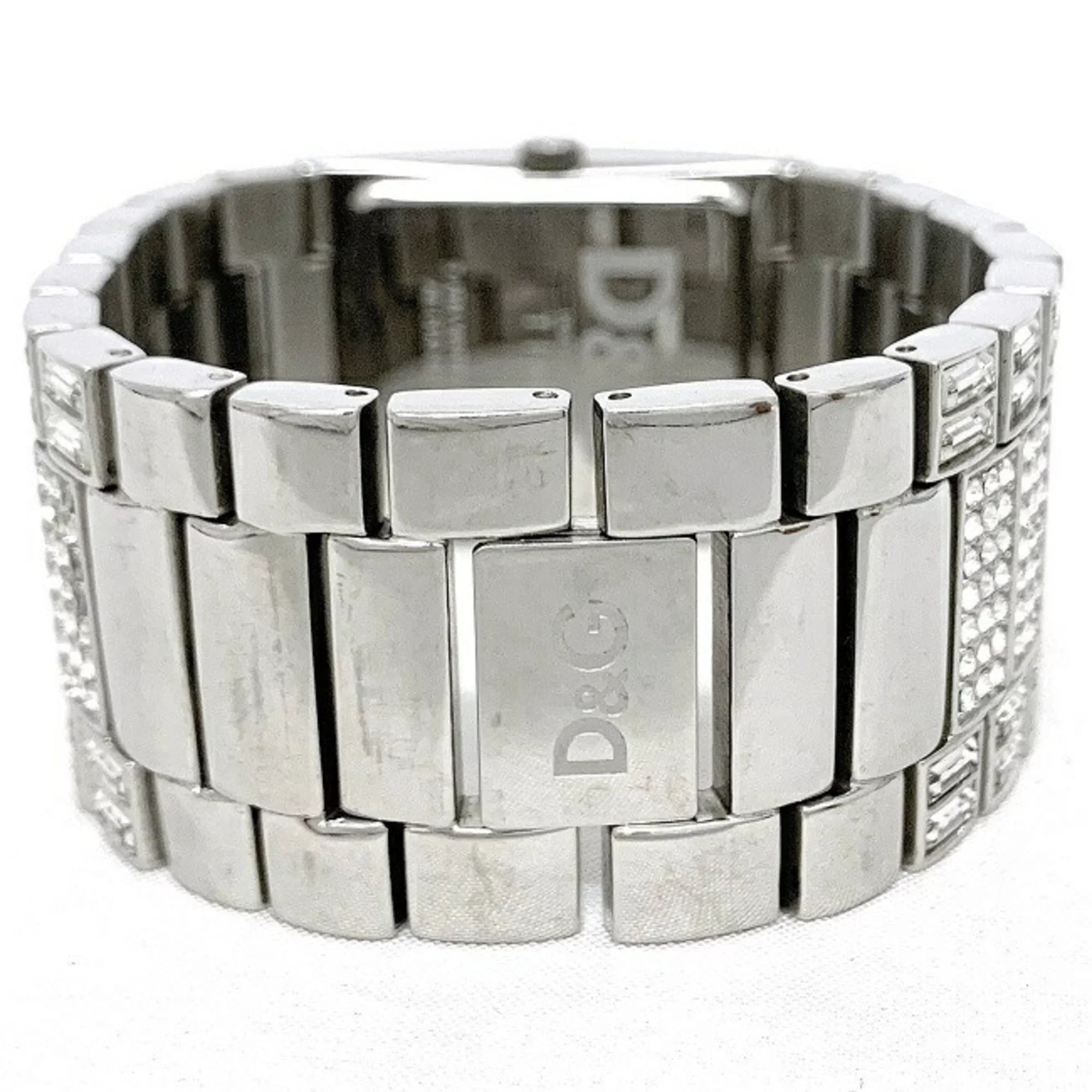 Pre-Owned Dolce & Gabbana Watch Silver Rhinestone SS D G Ladies Stainless Steel Quartz Square 2 Hands Analog (Good)
