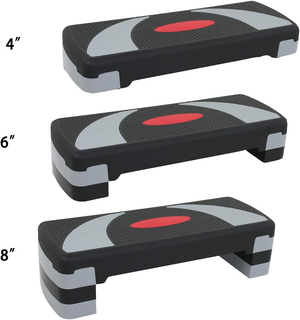 Height Adjustable Workout Aerobic Stepper Exercise Step Platform Riser 3 Levels for Fitness Strength Training