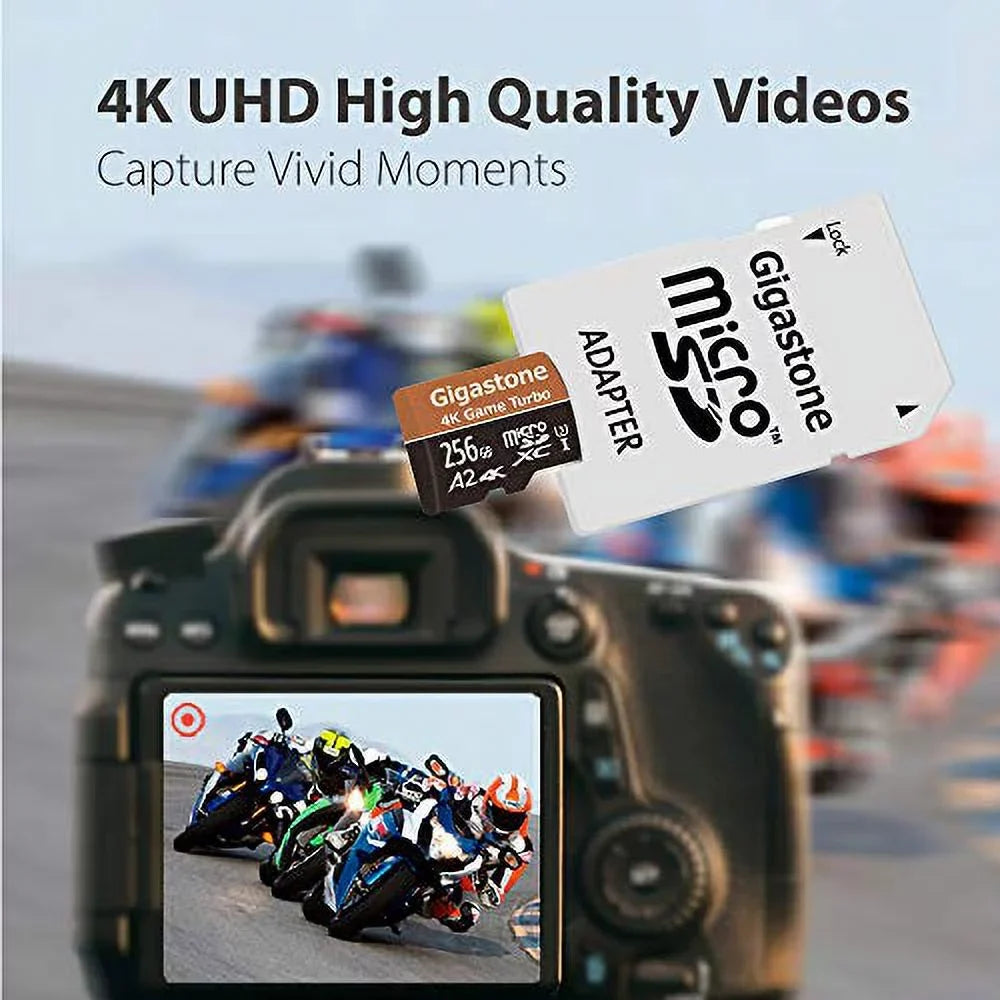 Gigastone 4K Game Turbo 256GB Micro SDXC Memory Card, Nintendo Switch Compatible, Dash Cams, Go Pro Cameras, A2 UHS-I U3 C10 Run App R/W 100/60MB/s [5-Yrs Free-Data-Recovery]