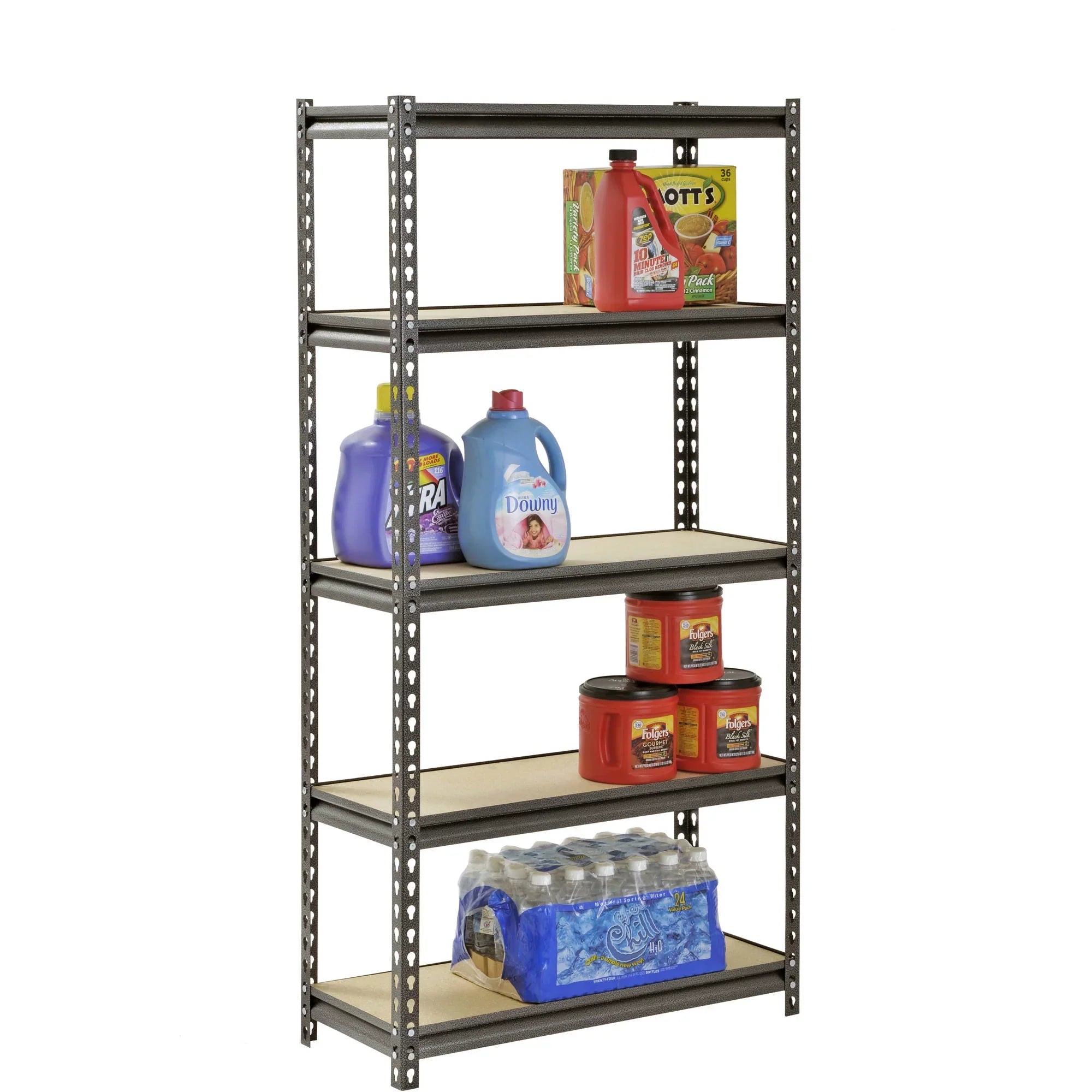 Muscle Rack 30"W x 12"D x 60"H 5-Shelf Steel Freestanding Shelves, 500 lbs. Capacity per Shelf; Silver