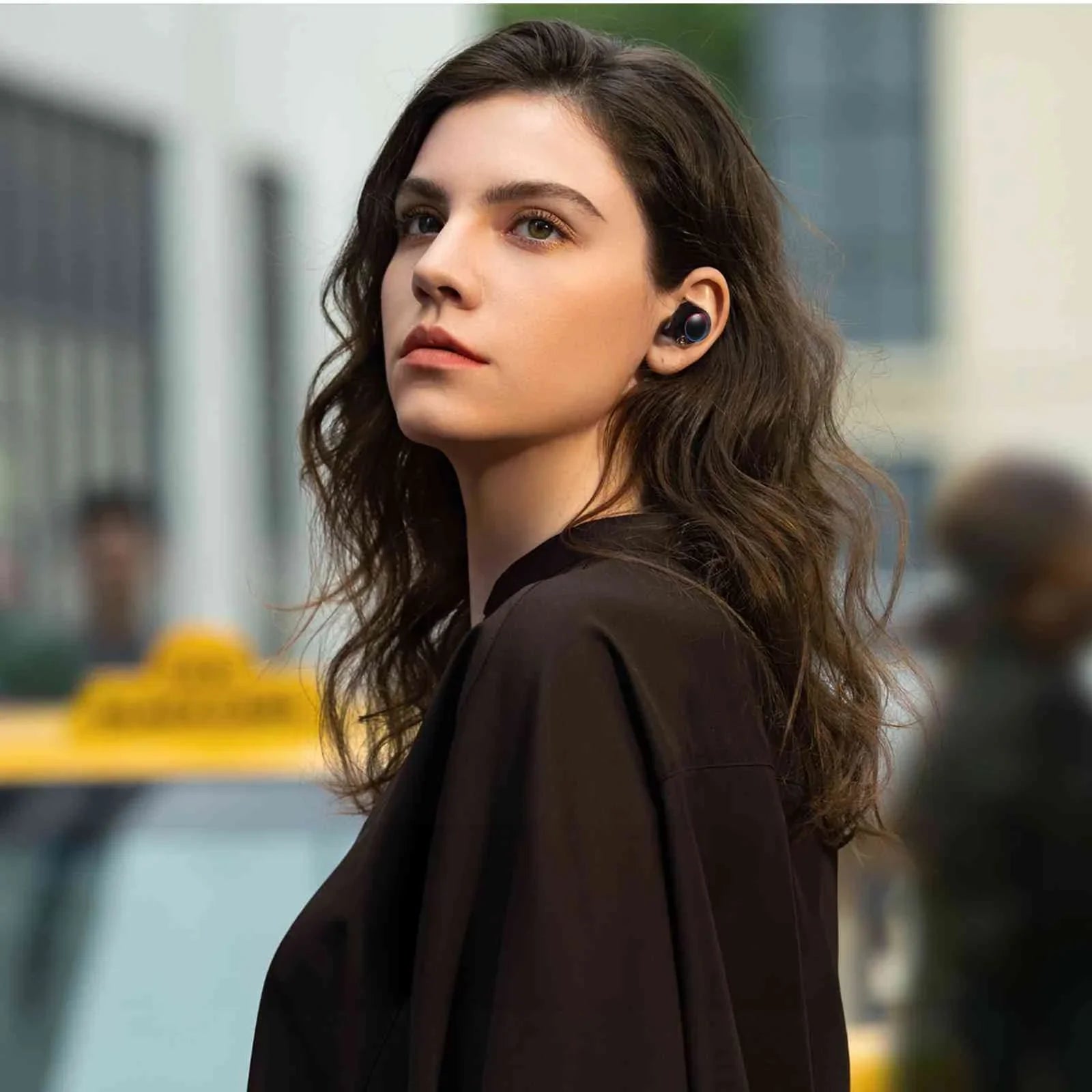 UrbanX True Wireless Bluetooth Earbuds + Charging Case, Ebony Dual Connect, IPX5 Water Resistance, Bluetooth 5.2 Connection, Balanced, Bass Boost Compatible with Tab V7