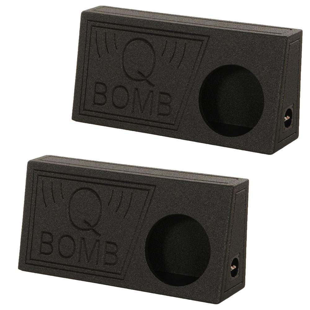 QPower QBomb Single 10" Vented Subwoofer Box with Jet Bedliner Spray (2 Pack)