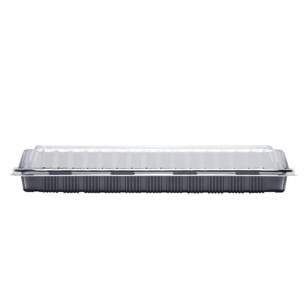Karat Full Slab Jet PP Plastic Rib Container with Clear OPS lid - 100 ct