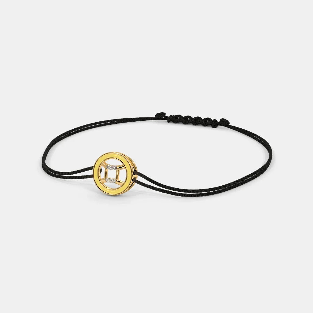 SILBERO INDIA The Enid Gemini Cord Bracelet - Adjustable Elegance in 18Kt Yellow Gold