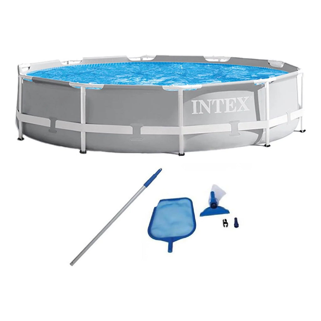 INTEX 10' x 30" Prism Frame Above Ground Swimming Pool and Maintenance Kit