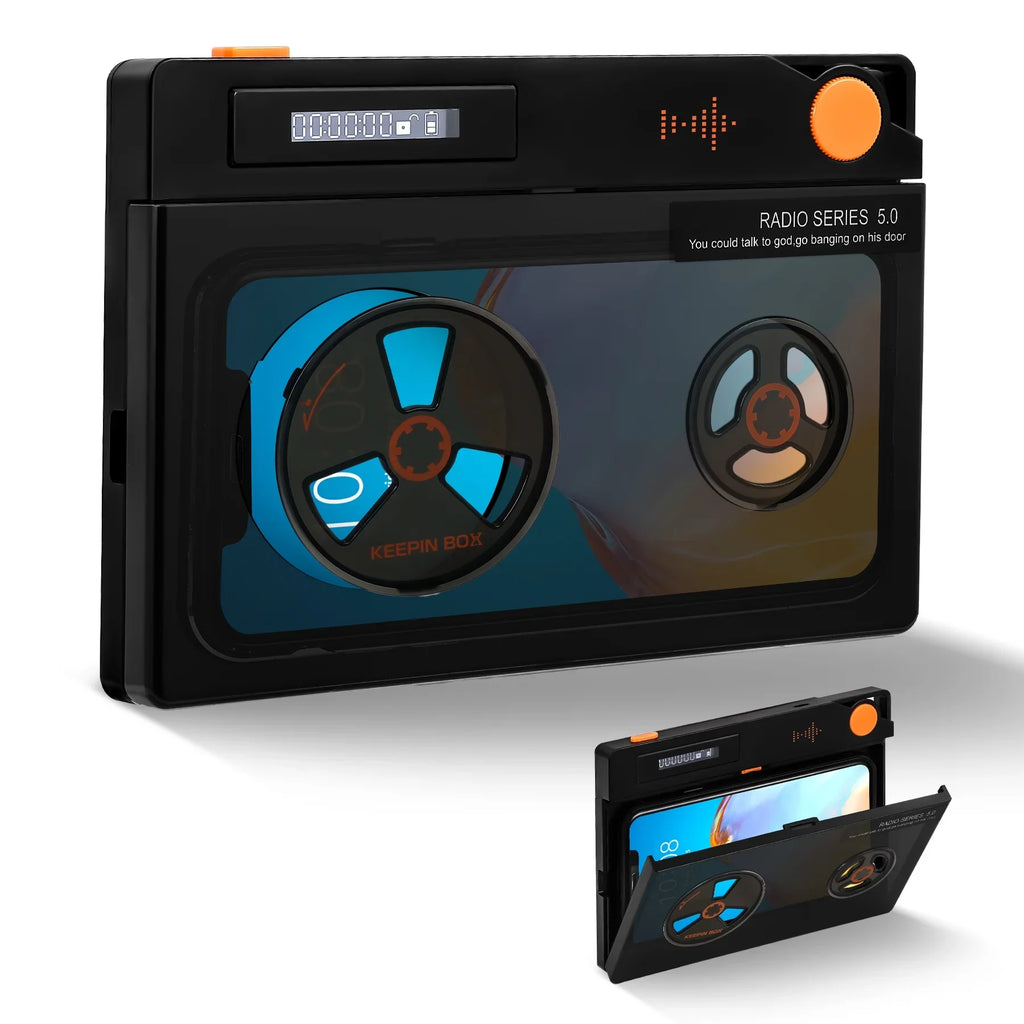Cell Phone Lock Box with Timer, Portable Timed Lock Box for Phone With Semi-Transparent Cover, Help to Prevent Phone Addiction, Focus on Real Life (L 6.7x3.5x0.7, Dark Screen)