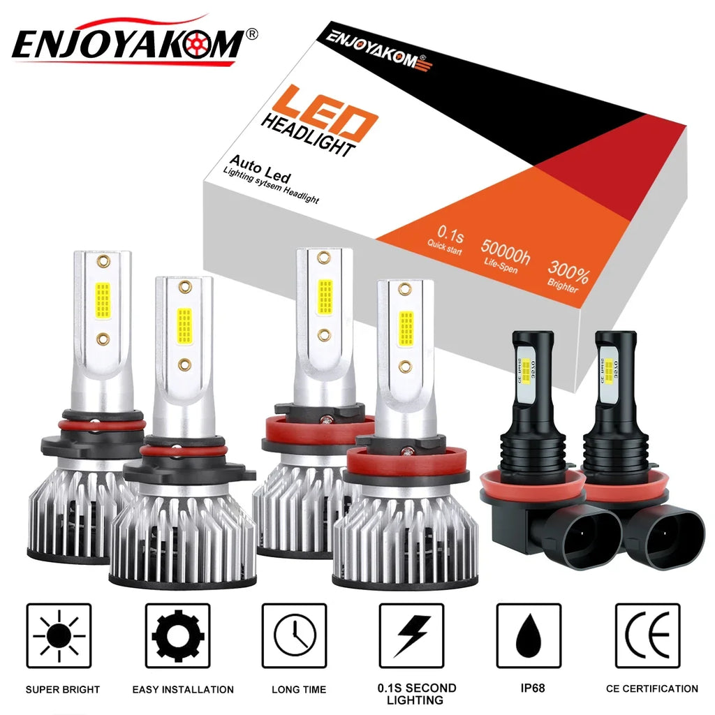 6pcs LED Bulbs For Mazda CX-9 2013-2015, 9005 H11 LED Hedlight Bulbs High Low Beam + H11 Fog Light 6000K