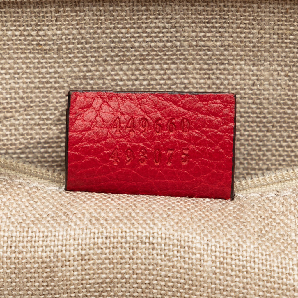 Pre-Owned Authenticated Gucci Convertible GG Charm Dome Satchel Calf Leather Red Unisex (Good)