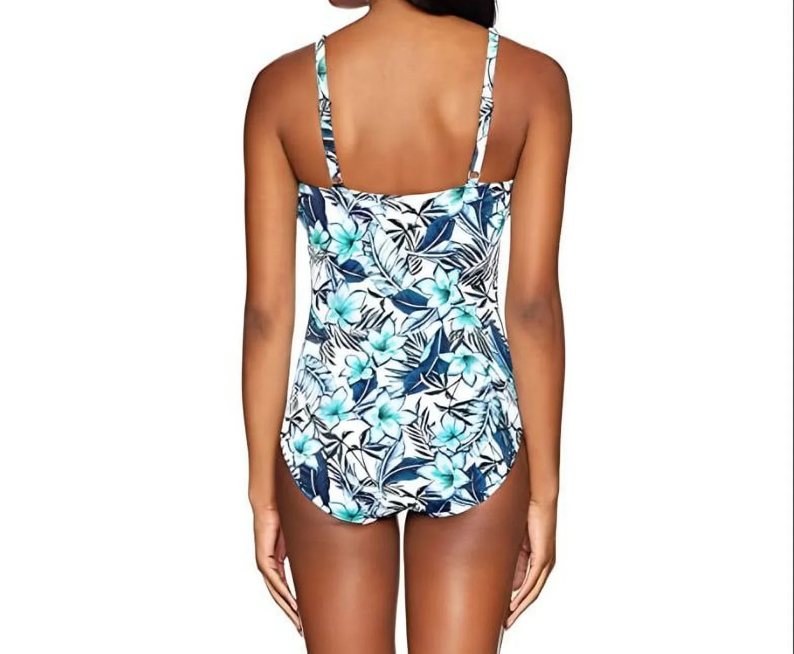 PENBROOKE Women's Floral V-Neck One Piece Swimsuit, White, 10