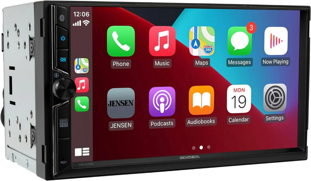 Jensen J3CA7W 7-inch Certified CarPlay Android Auto, Wired or Wireless, Double DIN Car Stereo Radio, New