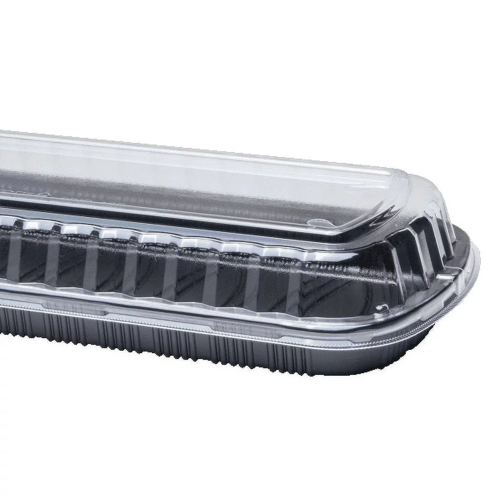 Karat Full Slab Jet PP Plastic Rib Container with Clear OPS lid - 100 ct