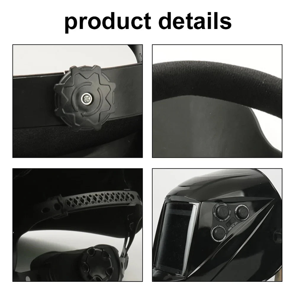 Yabuy Solar Charging Automatic Dimming Welding Large View True Color Welding Facemask 130℃ High Temperature Resistant Auto Darkening Facemask for Arc Welding Grinding Cutting