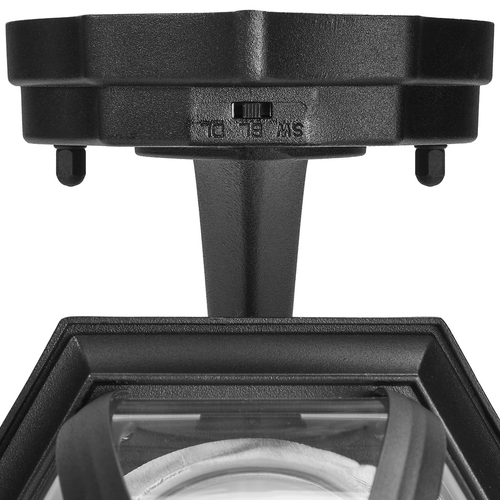 Maxxima LED Outdoor Wall Light - Dark Coach Light Fixture with Clear Glass, Photocell Sensor, 830 Lumens, 3 CCT 3000K/4000K/5000K, Dusk to Dawn Lighting for Porch, Garage, and Front Door