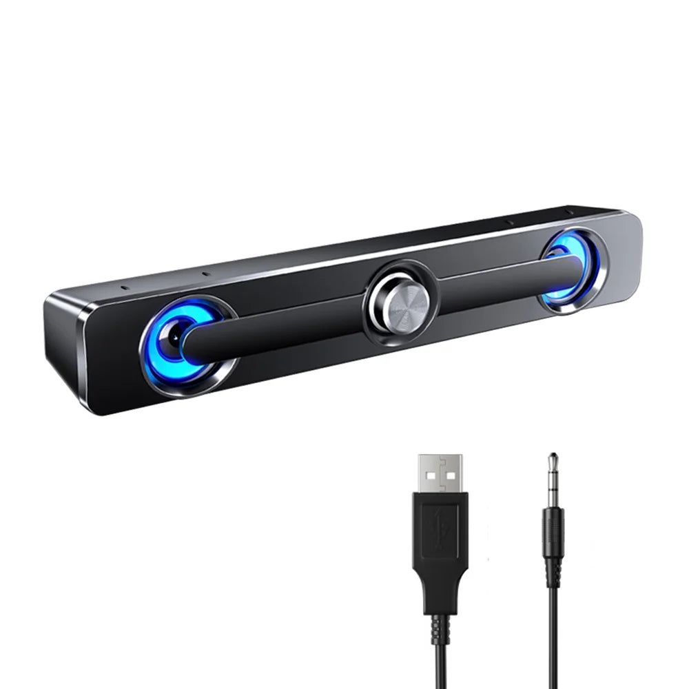 Radirus V-111 Computer Speaker, USB Wired Powerful Bar Stereo Subwoofer Bass Speaker, Surround Sound Box for PC Laptop Phone Tablet MP3 MP4, Audio Equipment for Home Theater-Like Audio Quality