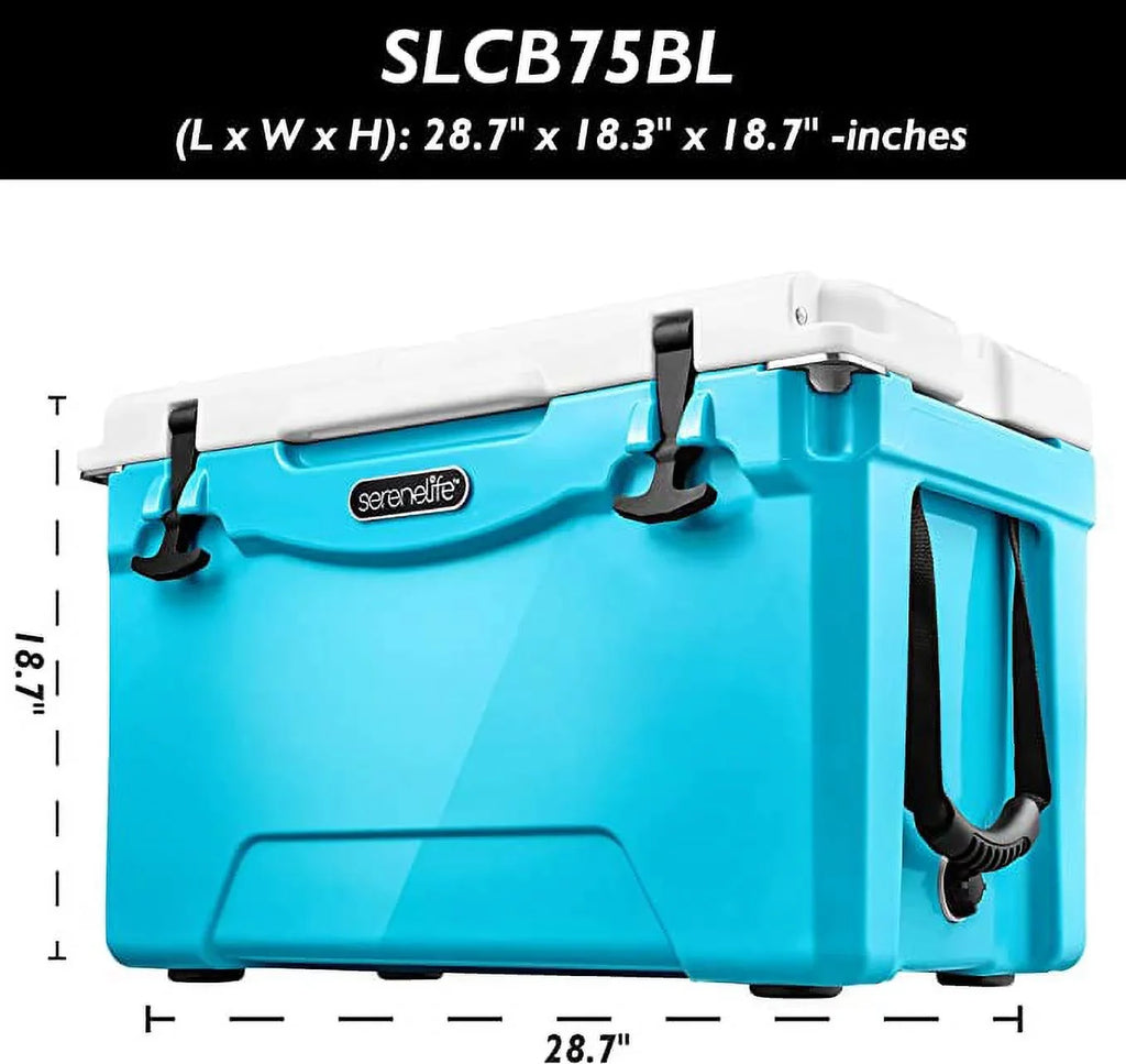SereneLife 35-Quart Heavy Duty Portable Cooler Box Holds Up to 63 Cans, Keep Ice Up to 5 Days, Blue