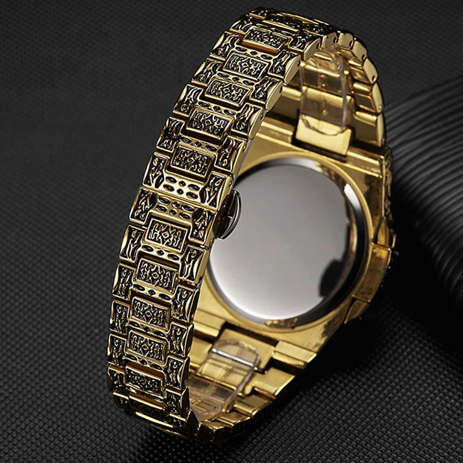 Men's Watch Relojes De Hombre Retro Gold Quartz Stainless Steel Waterproof Wrist