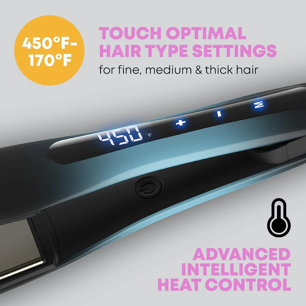 Revamp Progloss Wide Ultra X Shine 1.5-Inch Flat Iron Hair Straightener – Ceramic Hair Straightener with Keratin, Argan & Coconut Oil Infused Ceramic & Ionic Plates, Ideal for Long, Thick, Curly Hair