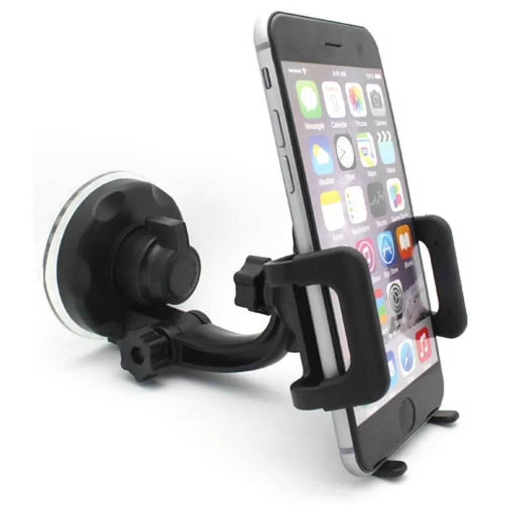 Car Mount Windshield Phone Holder Swivel Cradle Window Rotating Dock Suction Ebony D8 for Motorola Droid Turbo 2, Moto Z Droid Force Droid - Galaxy J3 J5 J7, Note 4 5, S5 S6 Edge Edge+ S7