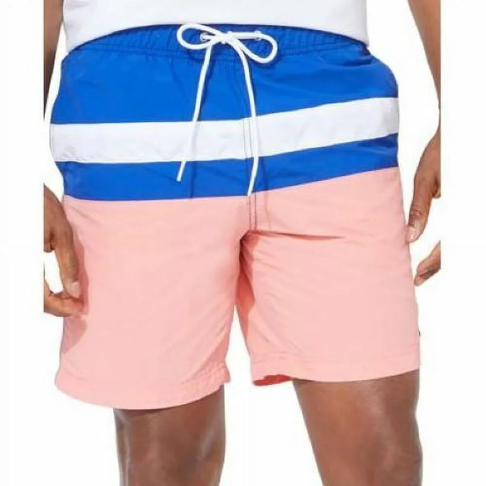 Nautica Men's Colorblocked 8" Swim Trunks T01131 in Pale Coral-2XL